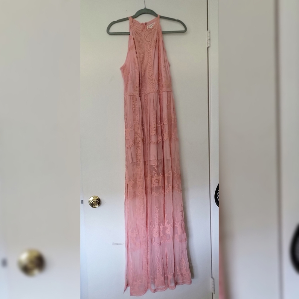 Magnolia Peach Maxi Romper Dress